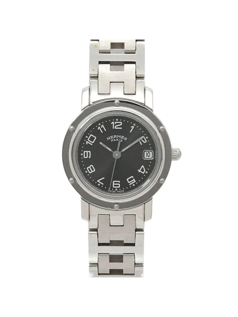 Hermes Clipper Vintage Watch Date Gray Quartz